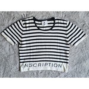 Inscription Sonia Rykiel Knit Top, Graphic Striped Crop Sweater Shirt, Sz S/M